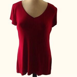 White House Black Market Womens Rust V Neck Tee Size S